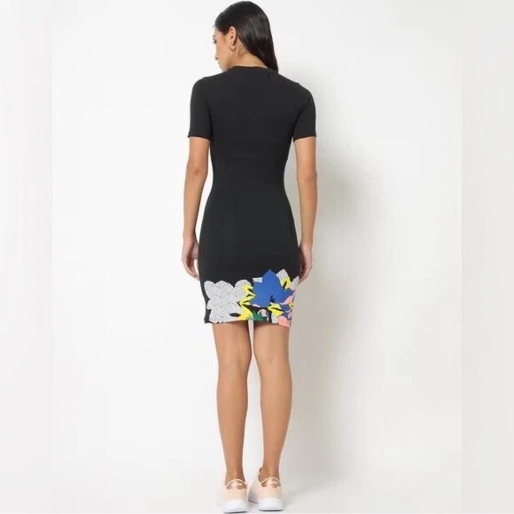 Adidas HER Studio London t-shirt Black Dress with Vibrant Floral Design - Picture 2 of 7
